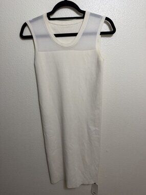JNBY White Sheath Dress Scoop Neck Knit Sleeveless Size M - Item #461